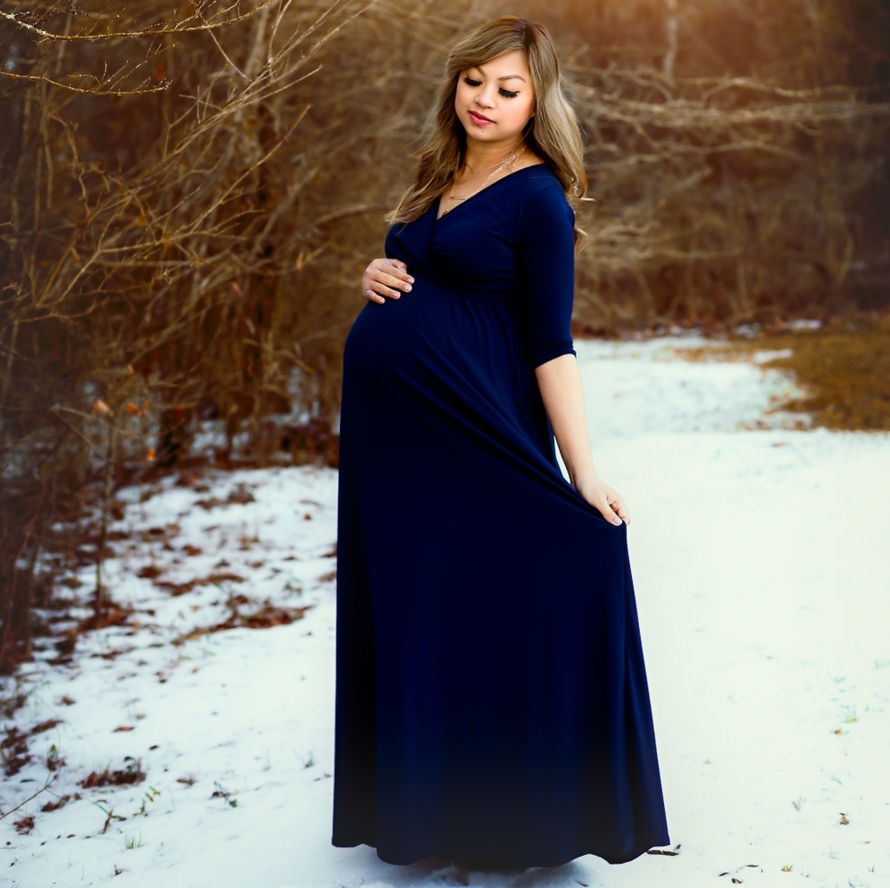 Pink Blush Navy Maternity Dress